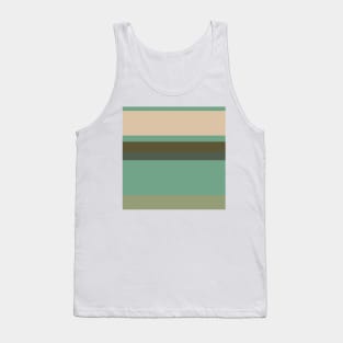 A magnificent stew of Soldier Green, Beige, Artichoke, Greyish Teal and Gunmetal stripes. Tank Top